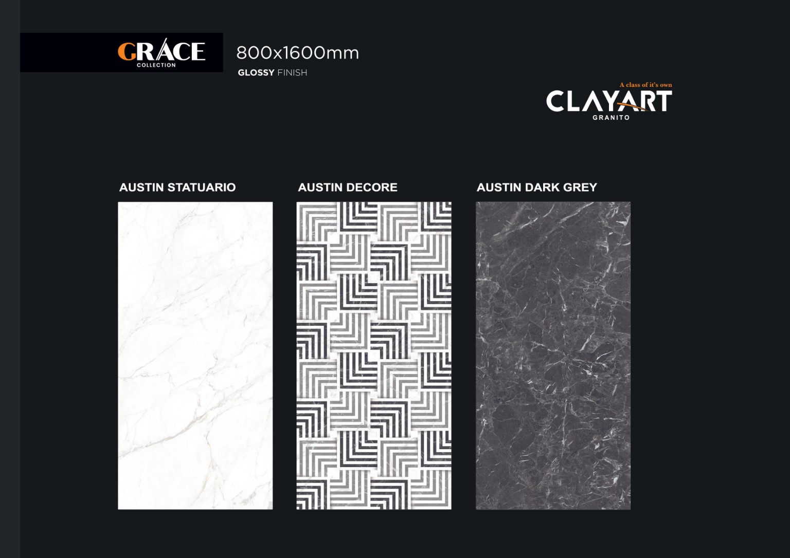 Austin Statuario Decor Dark Grey tile from Morbi, India