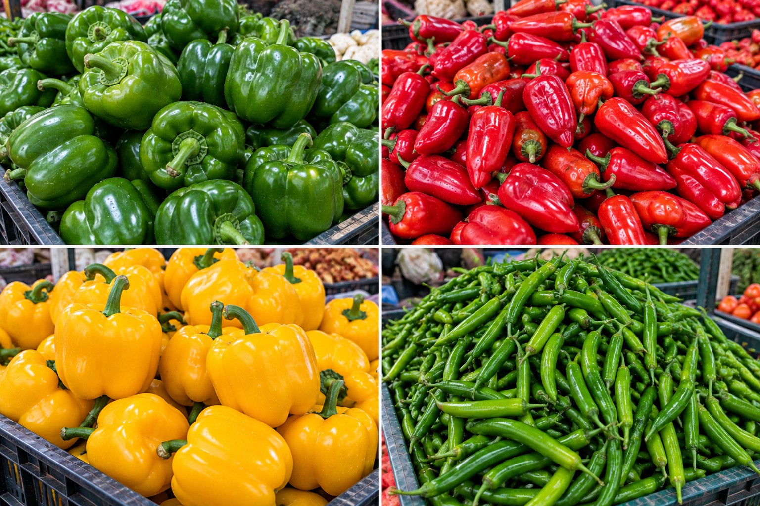 Fresh capsicum and green chilies from India for export