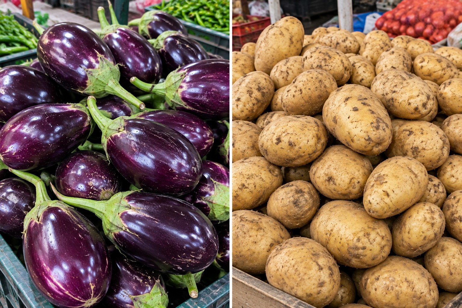 Fresh brinjal and potato from India for export